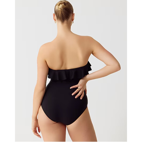 J Crew Sweetheart Ruffle One Piece Swim Suit 0 Black NWT Long Tall BY358 J.Crew - Picture 3 of 4
